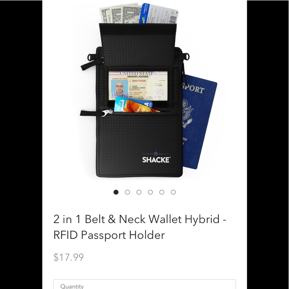 Shacke passport money holder